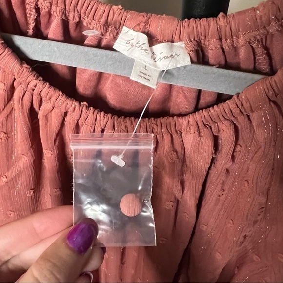 By The River Blush Pink Puff Sleeve Blouse Large - Picture 3 of 10